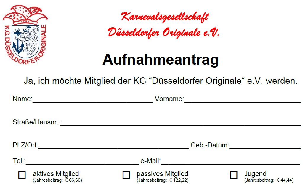Aufnahmeantrag – Mitgliedschaft anmelden
